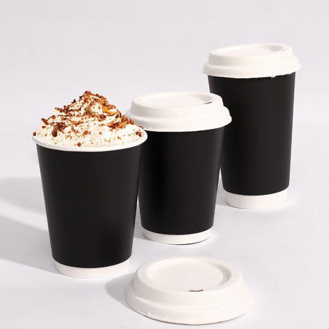 Double Wall Kraft Paper Cup 16oz - Black